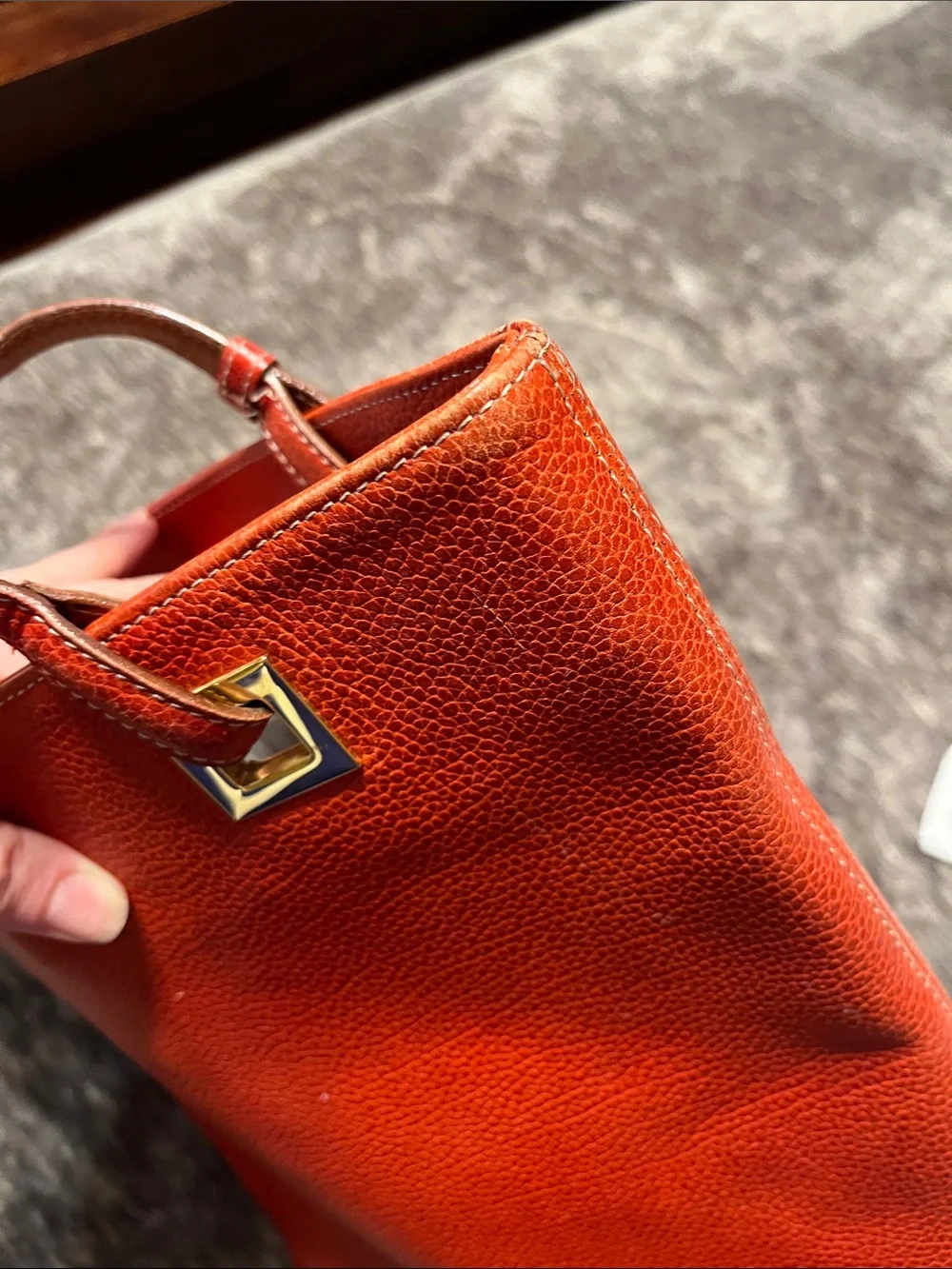 kate spade Rusty Orange Pebbled Leather Tote with Gold Hardware